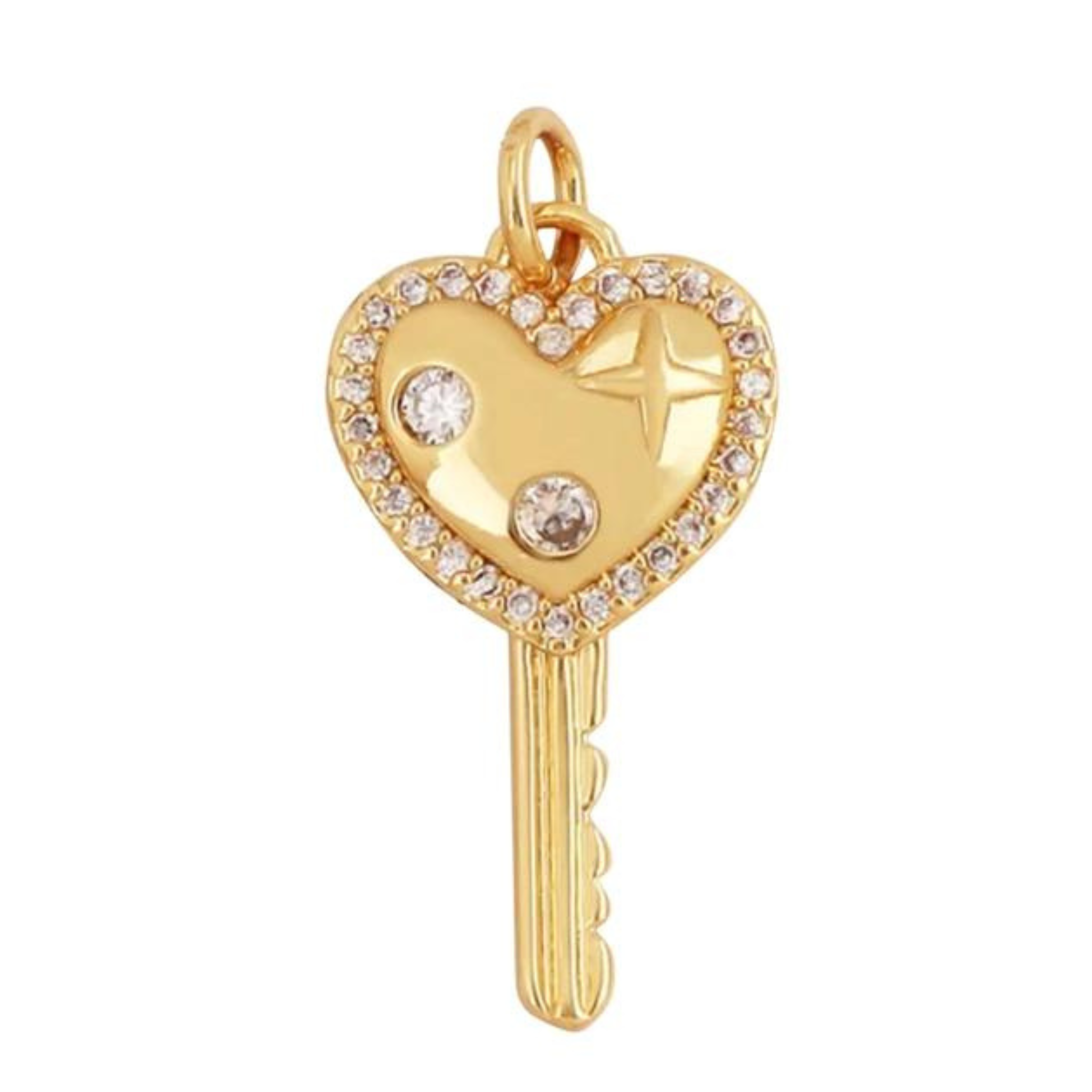 Pave Heart Key Charm For Charm Bar & Charm Necklace