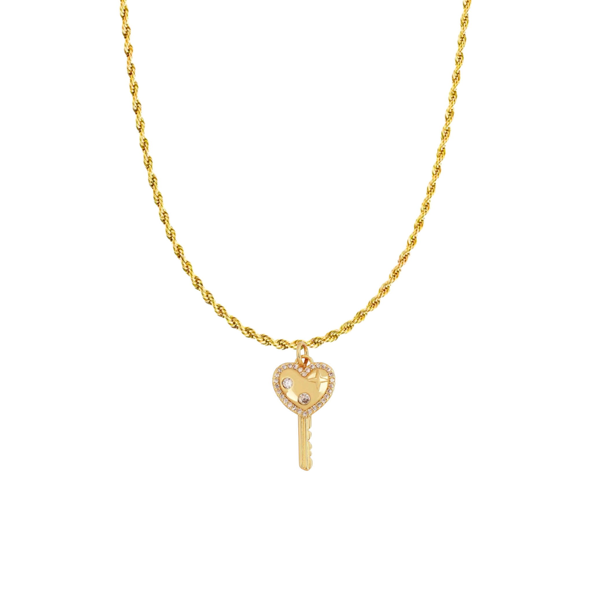 Pave Heart Key Charm For Charm Bar & Charm Necklace