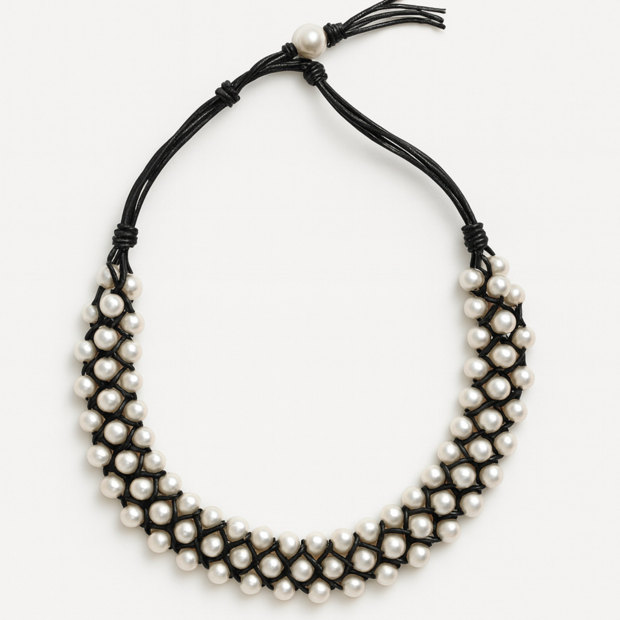 Cultured Pearl Leather Choker