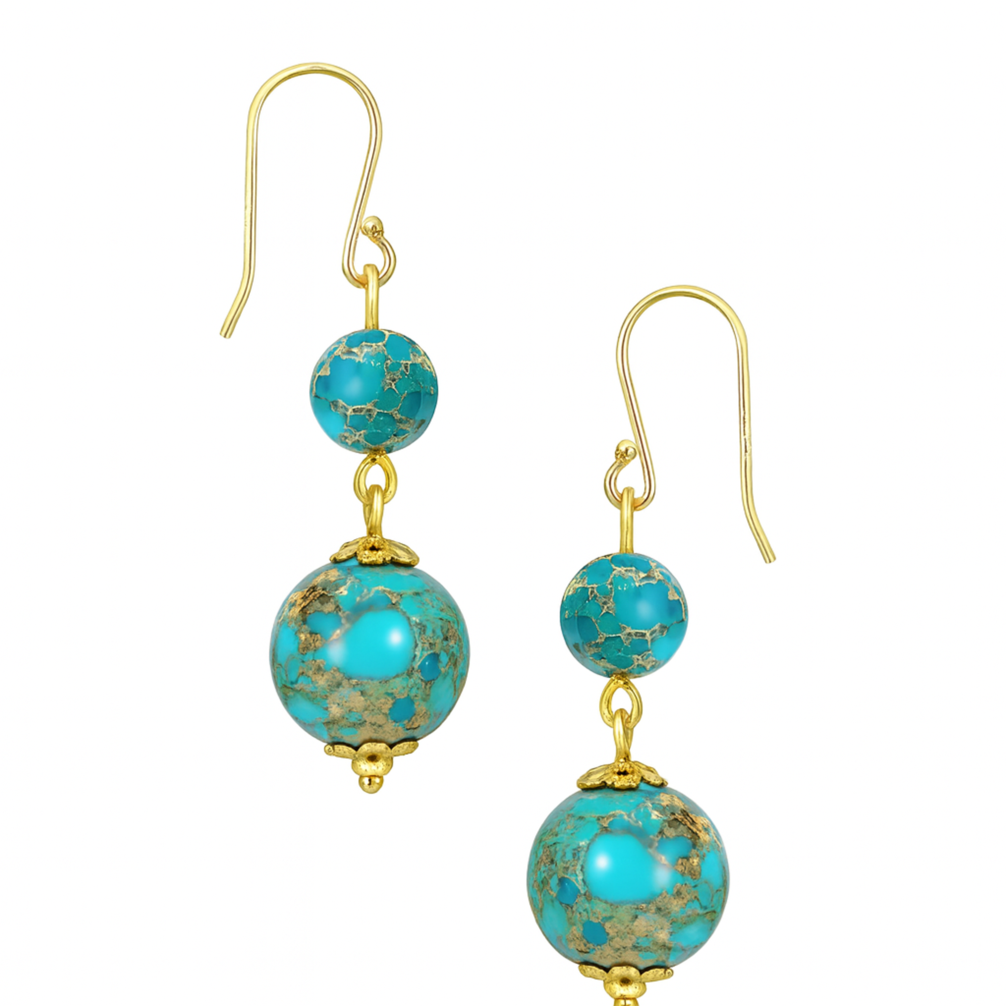 Golden Serenity Imperial Jasper earrings featuring polished gemstone drops, crafted by Private Label Jewelry.