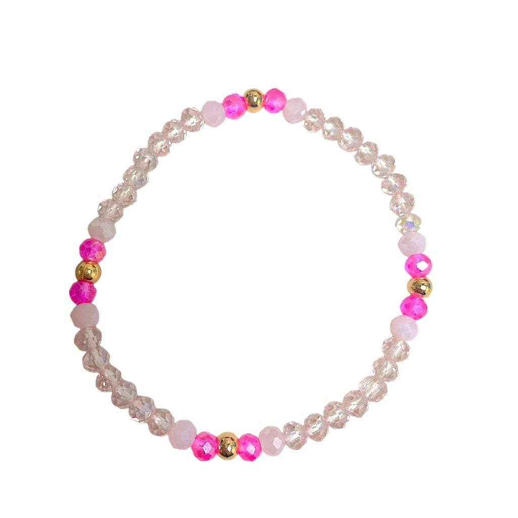 Pink Hibiscus Crystal Stretch Bracelet