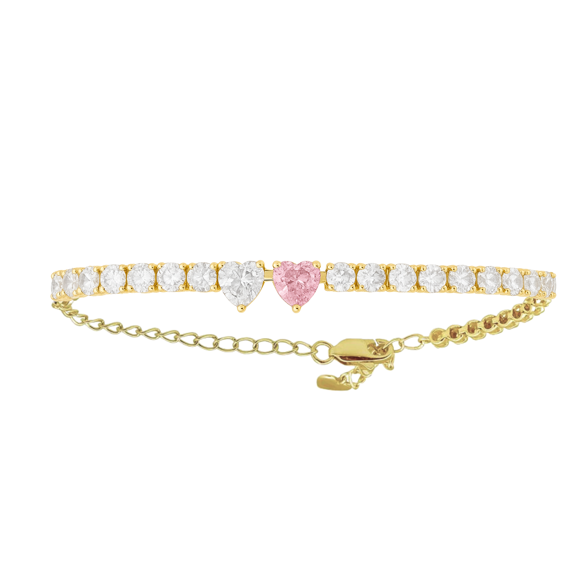 Pink Heart Tennis Bracelet