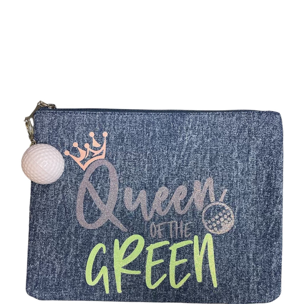 Queen of the Green Denim Pouch