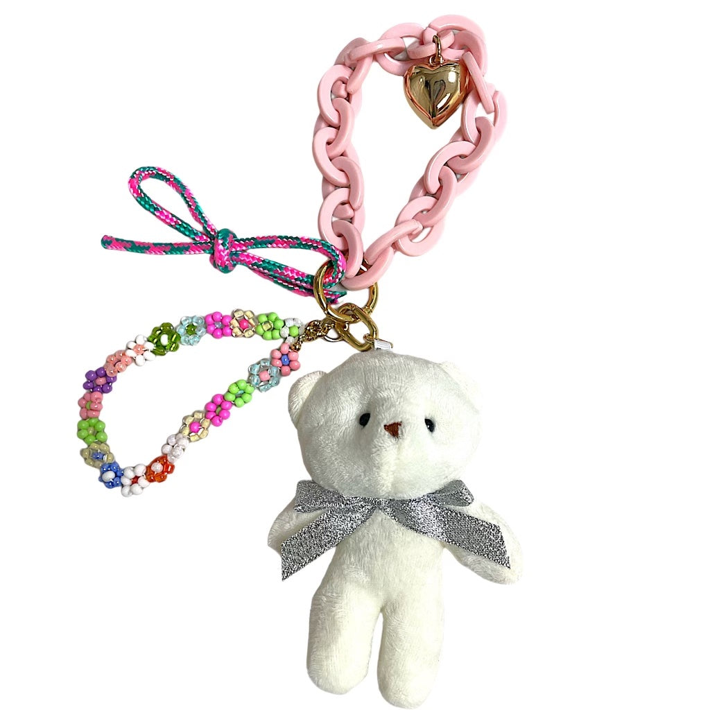 Plush Teddy Bear Beaded Bag Charms