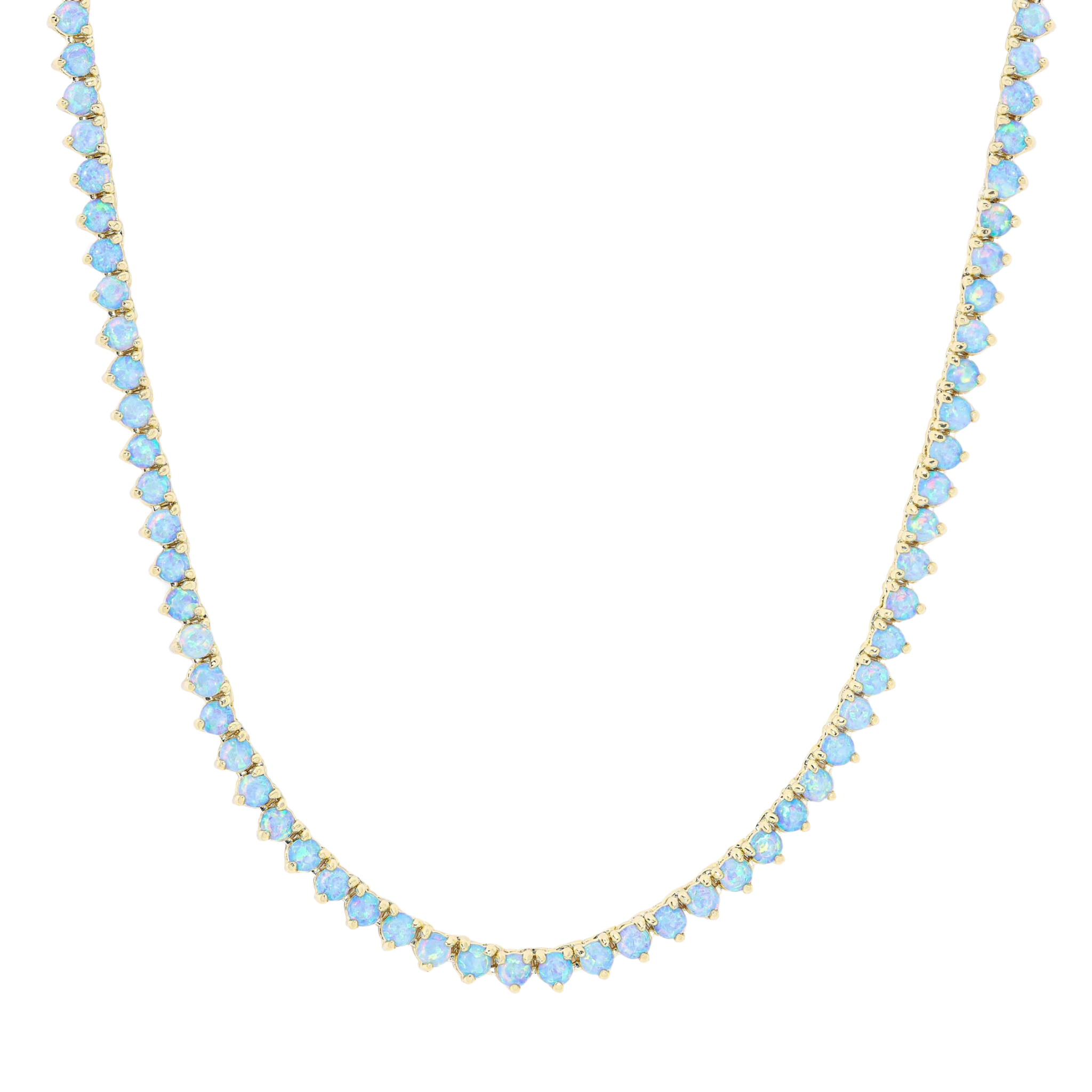 Not Your Basic Tennis Necklace Gold|Blue Opal - 18"
