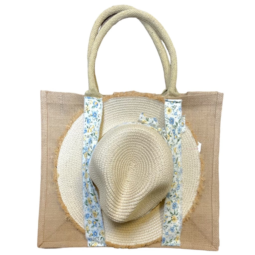 Hat Carrying Burlap Tote