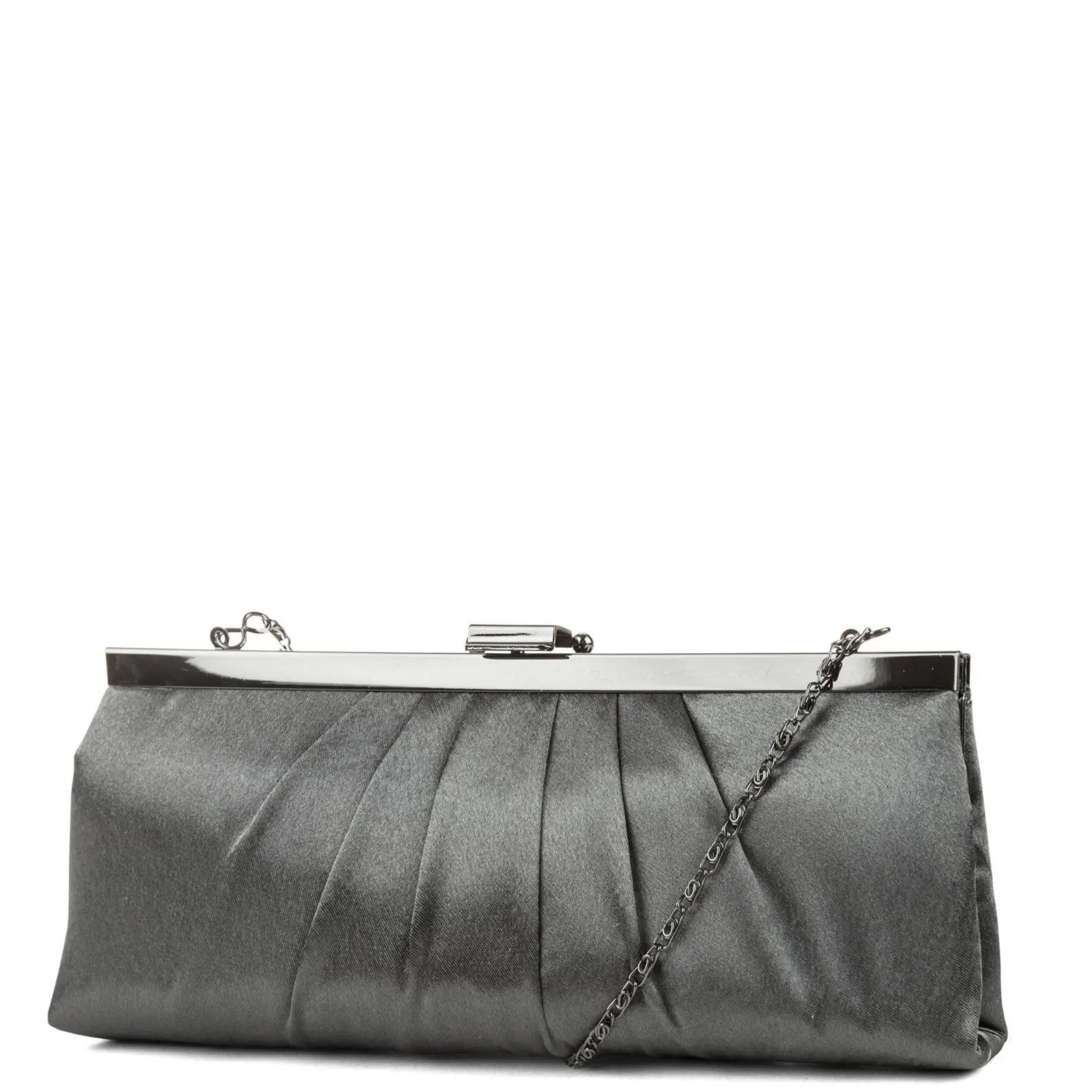 Blaire framed satin evening clutch by Jessica McClintock featuring a sleek design and elegant satin finish.