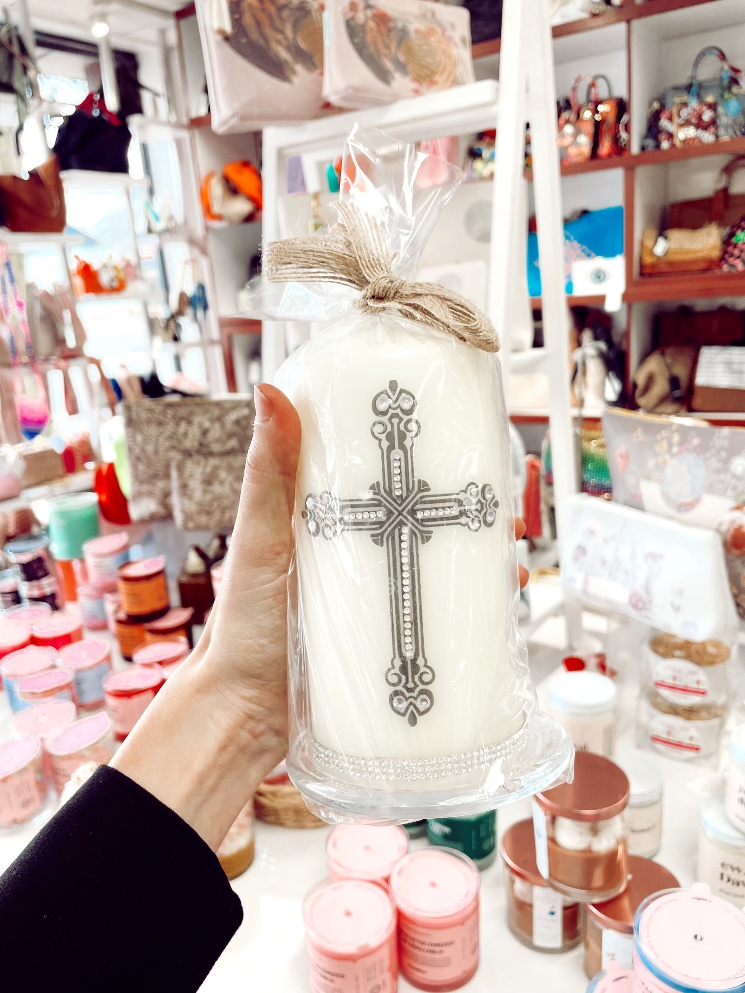 Crystal Cross Candle